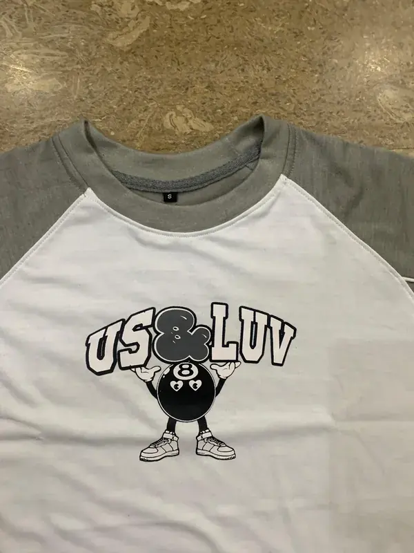 Custom streetwear tee graphic print detail, grey colorway