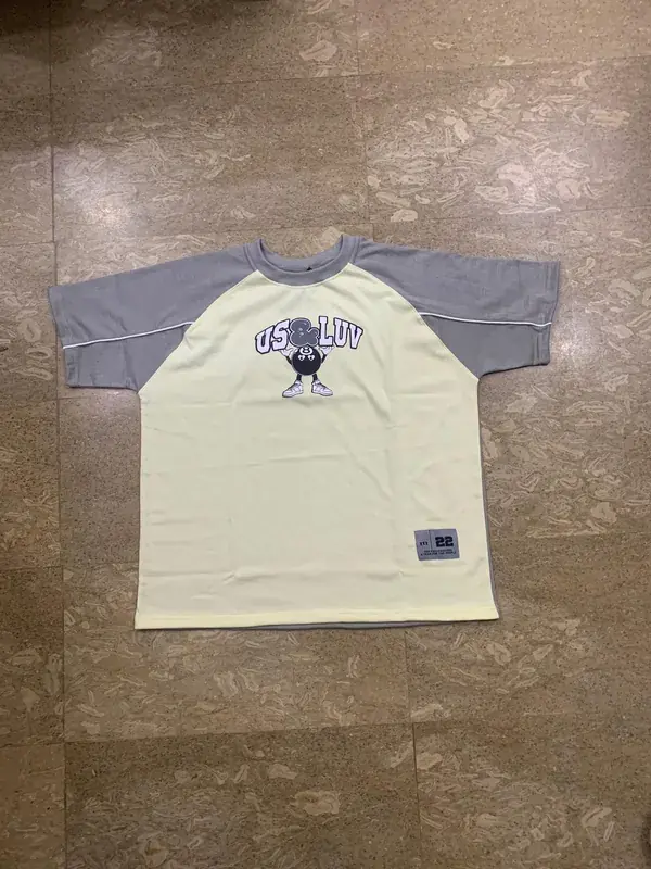 Custom streetwear raglan tee, grey colorway, front