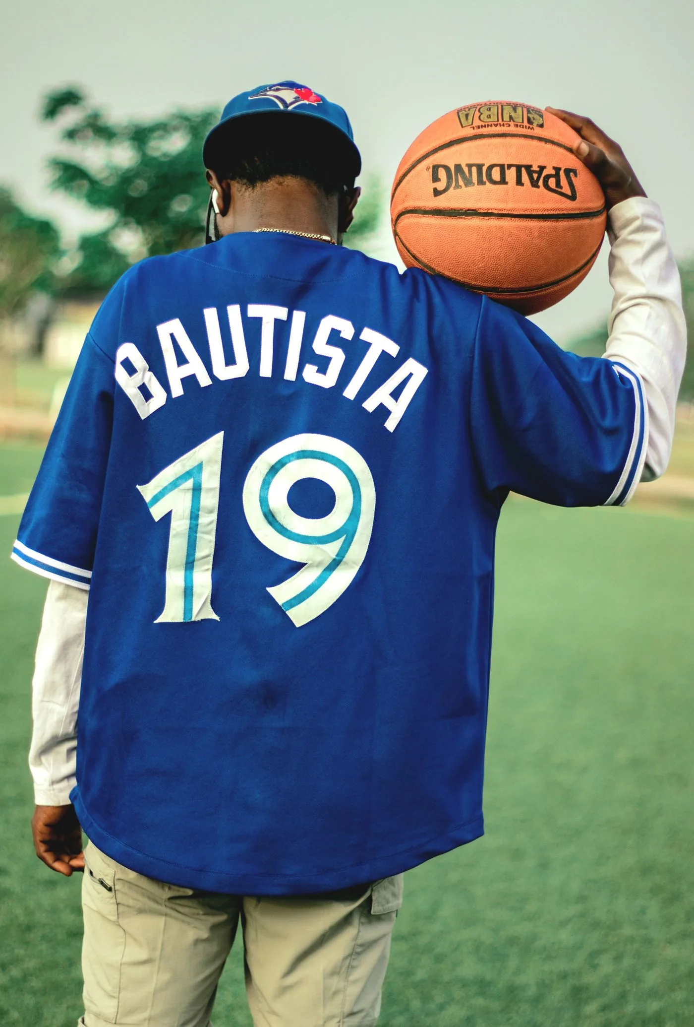Basketball player in custom team jersey