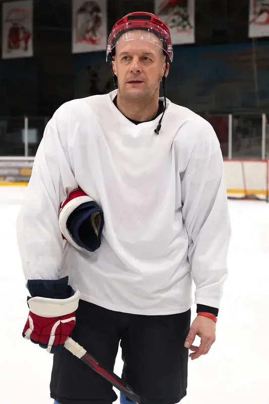 Ice hockey player in custom team jersey