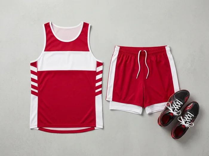 Custom track and field racing singlet, shorts and spikes
